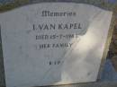 
I. Van KAPEL
d: 15 Jul 1983

Exmouth Cemetery, WA

