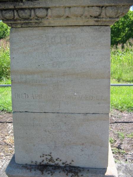 Alexander BALBI esq  | of Malta  | died Apr 19 1867 aged 44  | Fassifern Pioneer Cemetery  | 