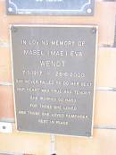 Mabel (Mae) Eva WENDT, 7-1-1917 - 26-6-2000; Fernvale General Cemetery, Esk Shire 