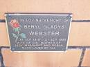 Beryl Gladys WEBSTER, 30 Sept 1919 - 21 Sept 1996, wife of Col, mother of Judy, Margaret & Robyn; Fernvale General Cemetery, Esk Shire 