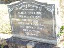 parents; Alicia DENNING, died 27 Dec 1935 aged 70 years; William DENNING, died 8 Sept 1938 aged 75 years; Fernvale General Cemetery, Esk Shire 