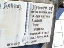 Aaron Roy PHIPPS, husband father, died 9 Mar 1972 aged 53 years; Fernvale General Cemetery, Esk Shire 