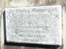 
Charles Frederick BICK,
died 3 Feb 1994 aged 82 years;
Fernvale General Cemetery, Esk Shire
