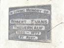 
Robert Evans THEUERKAUF,
1920 - 1977;
Fernvale General Cemetery, Esk Shire
