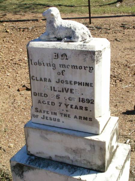 Clara Josephine GILLIVER,  | died 25 Oct 1892 aged 7 years;  | Fernvale General Cemetery, Esk Shire  | 