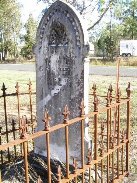 Anton NEILSEN,  | husband of Sarah NEILSEN,  | died 27 Sept 1897 aged 35 years;  | Fernvale General Cemetery, Esk Shire  | 