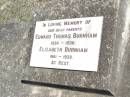 
parents;
Edward Thomas BURNHAM,
1854 - 1930;
Elizabeth BURNHAM,
1861 - 1939;
Forest Hill Cemetery, Laidley Shire
