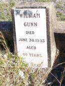 William GUNN, died 30 June 1935 aged 60 years; Forest Hill Cemetery, Laidley Shire 