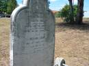 Lewis Mackie GRAY
27 May 1895 aged 76 years,
William GRAY
25 Sep 1902 aged 82 years
Francis Look-out burial ground, Corinda, Brisbane