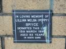 
Lillian Melba (Poppy) BRYCE
13 Mar 1995
aged 83

The Gap Uniting Church, Brisbane
