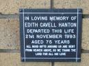 
Edith Cavell HANTON
21 Nov 1993
aged 75

The Gap Uniting Church, Brisbane
