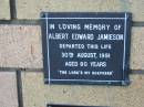 
Albert Edward JAMIESON
30 Aug 1991
aged 80

The Gap Uniting Church, Brisbane
