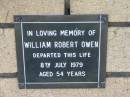
William Robert OWEN
8 Jul 1979
aged 54

The Gap Uniting Church, Brisbane
