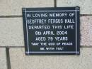 Geoffrey Fergus HALL
8 Apr 2004
aged 79
The Gap Uniting Church, Brisbane