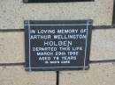 
Arthur Wellington HOLDEN
29 Mar 1992
aged 78

The Gap Uniting Church, Brisbane
