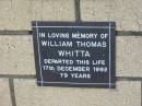 
William Thomas WHITTA
17 Dec 1992
aged 79

The Gap Uniting Church, Brisbane
