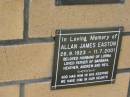 Allan James EASTON
B: 26 Sep 1923
D: 11 Jul 2001
(husband of Lorna)
(father of Barbara, Heather, Andrew and Neil)
The Gap Uniting Church, Brisbane