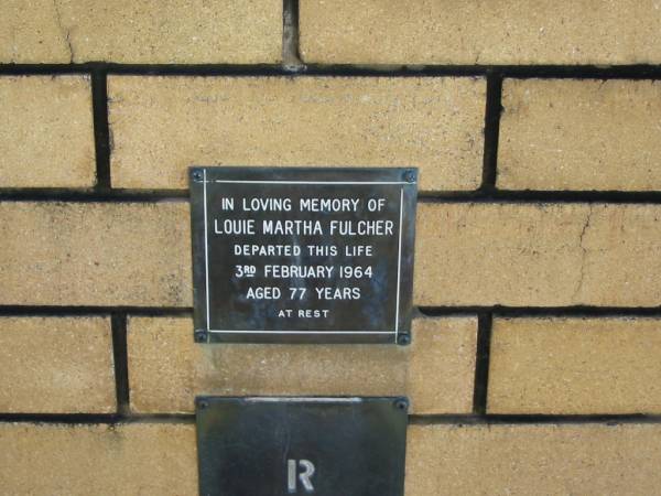 Louie Martha Fulcher  | 3 Feb 1964  | aged 77  |   | The Gap Uniting Church, Brisbane  | 