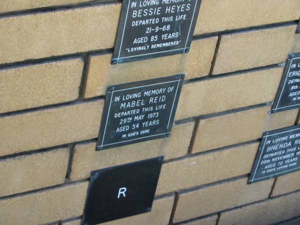 Mabel REID  | 29 May 1973  | aged 54  |   | The Gap Uniting Church, Brisbane  | 