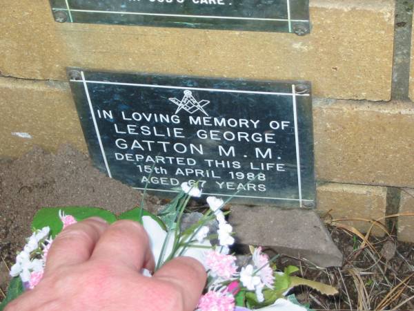 Leslie George GATTON M.M.  | 15 Apr 1988  | aged 67  |   | The Gap Uniting Church, Brisbane  | 