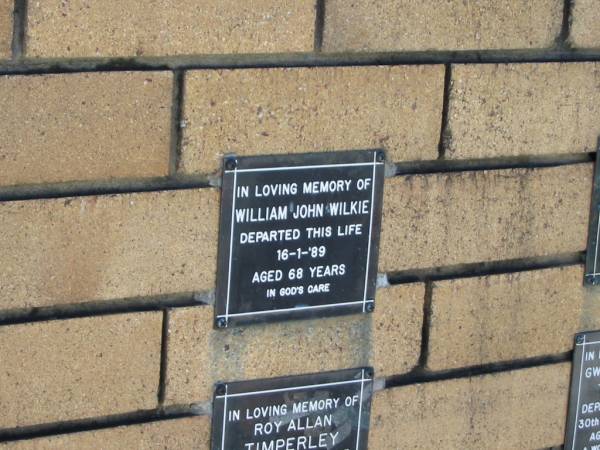 William John WILKIE  | 16 Jan 1989  | aged 68  |   | The Gap Uniting Church, Brisbane  | 