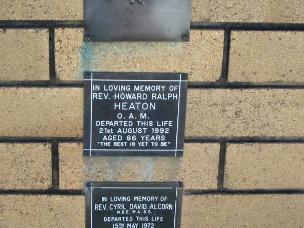Howard Ralph HEATON O.A.M.  | 21 Aug 1992  | aged 86  |   | The Gap Uniting Church, Brisbane  | 