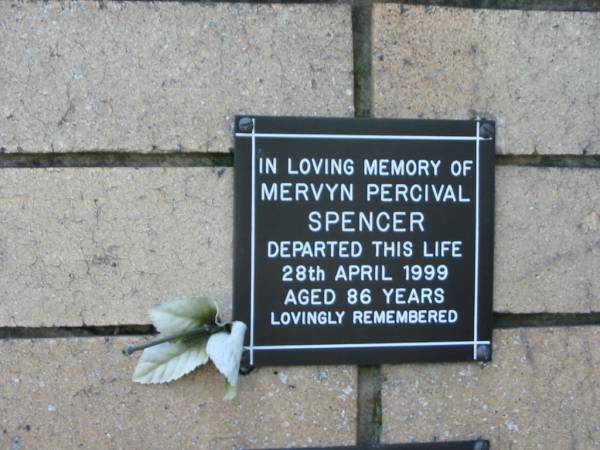 Mervyn Percival SPENCER  | 28 Apr 1999  | aged 86  |   | The Gap Uniting Church, Brisbane  | 