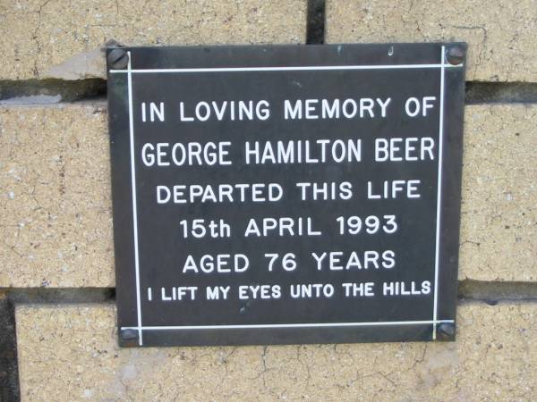 George Hamilton BEER  | 15 Apr 1993  | aged 76  |   | The Gap Uniting Church, Brisbane  | 