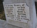 
Gilbert B. SUTTON, husband father,
died 23-3-1950 aged 61 years;
Mary L. SUTTON, mother,
died 29-7-51 aged 61 years;
Gheerulla cemetery, Maroochy Shire
