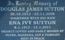 
Douglas James SUTTON
b: 30-Oct-1912, d: 25-Nov-2008
(wife)
Ena Ivy SUTTON
b: 8-Jan-1912, d: 15-Jan-2011
dearly loved and sadly missed by Peter, Barbara, Ian and Families
(Adrian Sutton was their son)
Gheerulla cemetery, Maroochy Shire
