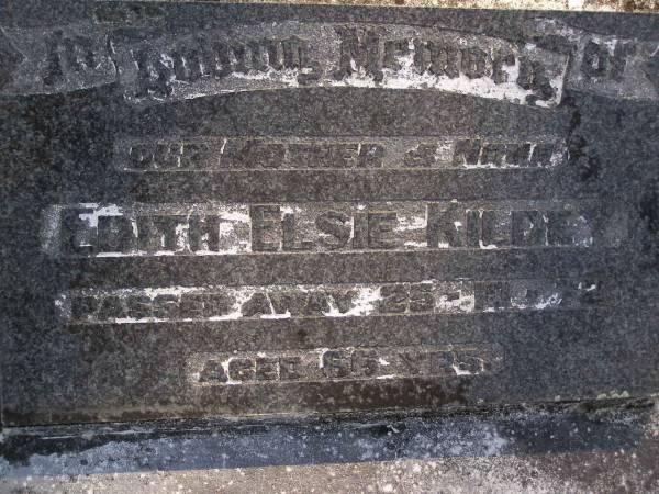 Edith Elsie KILDEY, mother nana,  | died 25-10-2 aged 66 years;  | Gheerulla cemetery, Maroochy Shire  | 