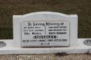 
Una Meryl BRADLEY
d: 1 Sep 1980
Burial ID (leftsouth) 3921A
Plot location (leftsouth) Position 67 Row 7 Section D

husband
Keith Edward BRADLEY
d: 31 Oct 2012
Burial ID (rightnorth) 3921B
Plot location (rightnorth) Position 66 Row 7 Section D


Gladstone Cemetery
Copyright 2021 Hoylen Sue

~

