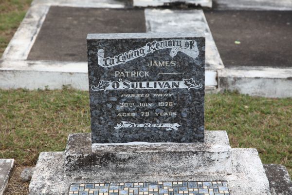 James Patrick O'Sullivan  | d: 30 Jul 1976 aged 79  | Burial ID (left/south) 3662A  | Plot location (left/south) Position 51 Row 7 Section D  |   | Gladstone Cemetery  | Copyright 2021 Hoylen Sue  |   | 