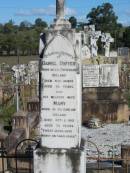 Daniel DWYER; B: Tipperary, Ireland; D: 14 Nov 1909; aged 82 (wife) Mary DWYER; B: Carlow, Ireland; D: 2 Oct 1913; aged 78 Glamorganvale Cemetery, Esk Shire 