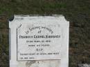 Frances Carmel KAVANAGH; 16 Mar 1941; aged 22 Glamorgan Vale Cemetery, Esk Shire 