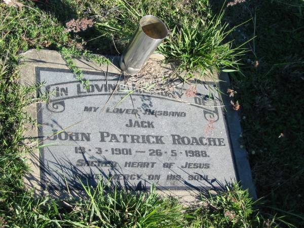 (Jack) John Patrick ROACHE, B: 19 Mar 1901; d: 26 May 1988  | Glamorgan Vale Cemetery, Esk Shire  | 