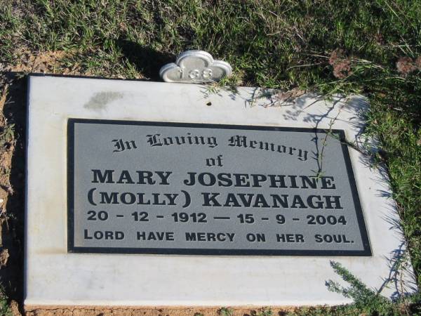 Mary Josephine (Molly) KAVANAGH; b: 20 Dec 1912; d: 15 Sep 2004  | Glamorgan Vale Cemetery, Esk Shire  | 