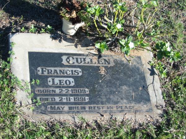 Francis Leo CULLEN; b: 2 Feb 1909; d: 2 Nov 1991  | Glamorgan Vale Cemetery, Esk Shire  | 
