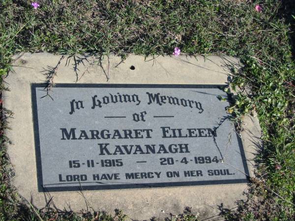 Margaret Eileen KAVANAGH; b: 15 Nov 1915; d: 20 Apr 1994  | Glamorgan Vale Cemetery, Esk Shire  | 