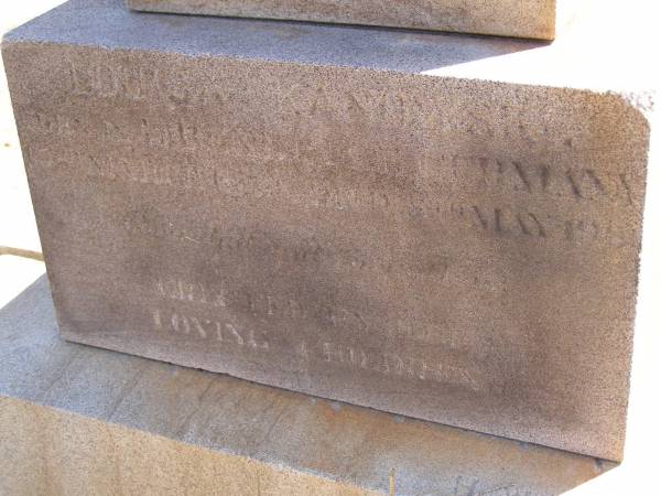 Louisa KANOWSKI,  | [unreadable]  | died May 1901;  | Glencoe Bethlehem Lutheran cemetery, Rosalie Shire  | 