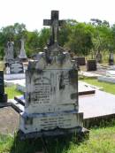 
James DEERAN,
died 21 Nov 1928 aged 79 years;
Margaret, wife,
died 8 Dec 1939 aged 81 years;
Mary, daughter,
died 27 Dec 1928;
Gleneagle Catholic cemetery, Beaudesert Shire
