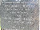 Luke Joseph O'REILLY, husband father, died 28 Feb 1946 aged 66? years; John Joseph O'REILLY, died 25 May 1969; Gleneagle Catholic cemetery, Beaudesert Shire 