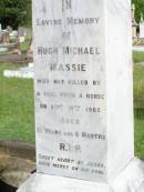 
William BOURKE,
died Beaudesert 20 March 1905 aged 50 years;
George Massy BOURKE, son,
died 18 August 1922 aged 25 years;
Hugh Michael MASSIE,
killed fall from horse 16 Sept 1905
aged 21 years 6 months;
Gleneagle Catholic cemetery, Beaudesert Shire
