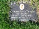 Catherine Agnes TAYLOR (nee MORAN), 1-1-1913 - 26-8-1994; Gleneagle Catholic cemetery, Beaudesert Shire 