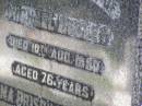 William BEGLEY, died 10 Aug 1950 aged 76 years; Emma Priscilla BEGLEY, died 21 June 1954 aged 68 years; Gleneagle Catholic cemetery, Beaudesert Shire 