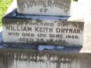 William Keith DRYNAN, son, died 13 Sept 1950 aged 35 years; Gleneagle Catholic cemetery, Beaudesert Shire 