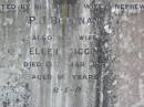 Edward BIGGIN, died 30 Nov 1898 aged 74 years; Ellen BIGGIN, died 13 Mar 1919 aged 91 years; erected by nephew P.J. BRENNAN; Gleneagle Catholic cemetery, Beaudesert Shire 