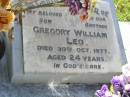 Gregory William LEO, son brother, died 30 Oct 1977 aged 24 years; Gleneagle Catholic cemetery, Beaudesert Shire 