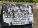 Ashley Elwyn BURGESS, husband, died 9 March 1964 aged 33 years; Gleneagle Catholic cemetery, Beaudesert Shire 