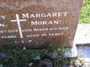 Timothy MORAN, died 28 May 1963 aged 82 years; Margaret MORAN, died 16 March 1980 aged 91 years; Gleneagle Catholic cemetery, Beaudesert Shire 